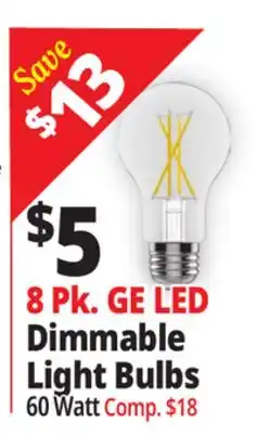 Ocean State Job Lot 8 Pk. GE LED Dimmable Light Bulbs offer