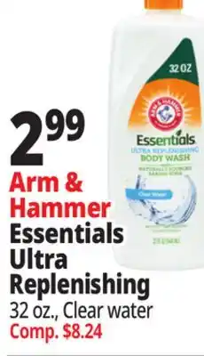Ocean State Job Lot Arm & Hammer Essentials Ultra Replenishing Body Wash with Naturally Sourced Baking Soda 32 oz offer