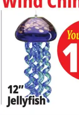 Ocean State Job Lot Glass Jellyfish Windchime Aqua offer