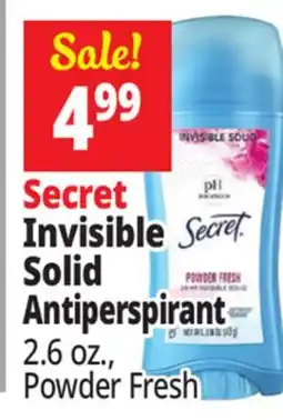 Ocean State Job Lot Secret Invisible Solid Antiperspirant offer