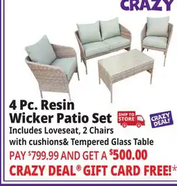 Ocean State Job Lot 4-Piece Resin Wicker Deep Seating Set offer