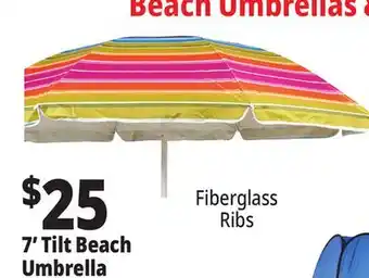 Ocean State Job Lot 7' Fiberglass Tilting Beach Umbrella offer