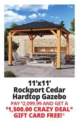 Ocean State Job Lot Rockport 11' x 11' Cedar Wood Hard Top Gazebo offer