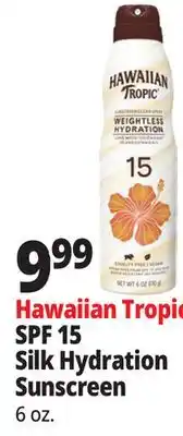 Ocean State Job Lot Hawaiian Tropic SPF 15 Silk Hydration Sunscreen offer