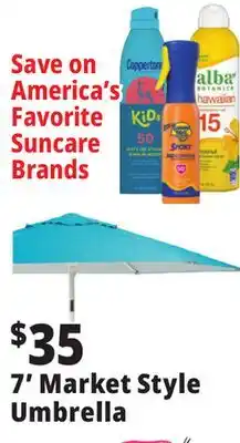Ocean State Job Lot 7' Market Style Tilting Beach Umbrella offer