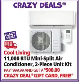 Ocean State Job Lot Cool Living 11 000 BTU Mini-Split Air Conditioner, 2-Piece Unit Kit offer