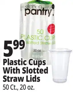 Ocean State Job Lot Plastic Cups With Slotted Straw Lids offer