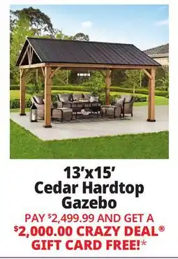 Ocean State Job Lot Liberty 13' x 15' Cedar Wood Hard Top Gazebo offer