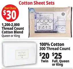 Ocean State Job Lot Cotton Sheet Sets 1,200-2,000 Thread Count Cotton Blend offer