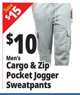 Ocean State Job Lot Men's Cargo & Zip Pocket Jogger Sweatpants offer