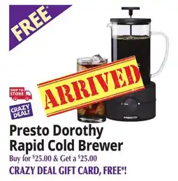 Ocean State Job Lot Presto Dorothy Rapid Cold Brewer offer