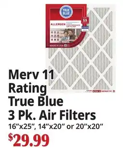 Ocean State Job Lot Merv 11 Rating True Blue 3 Pk. Air Filters offer