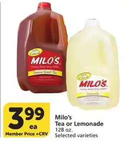 Albertsons Milo's Tea or Lemonade offer