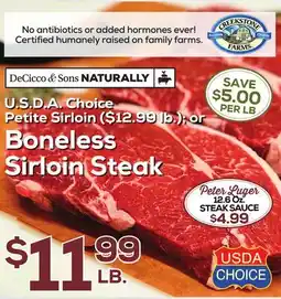 DeCicco & Sons DeCicco & Sons Boneless Sirloin Steak offer