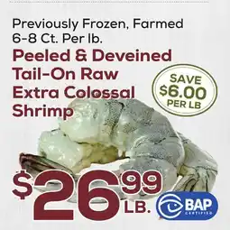 DeCicco & Sons Peeled & Deveined Tail-On Raw Extra Colossal Shrimp offer
