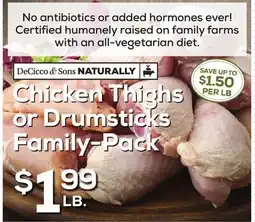 DeCicco & Sons Chicken Thighs or Drumsticks Family-Pack offer