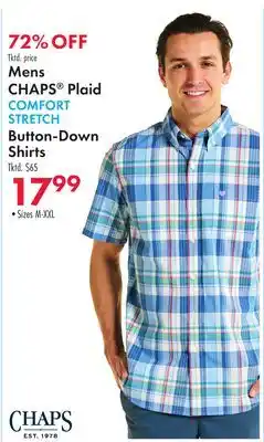 Boscov's Mens CHAPS Plaid COMFORT STRETCH Button-Down Shirts offer