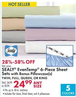 Boscov's SEALY EvenTemp 6-Piece Sheet Sets with Bonus Pillowcase(s) offer