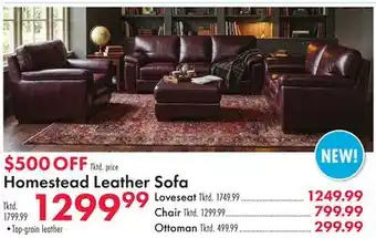 Boscov's Homestead Leather Sofa offer