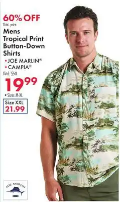 Boscov's Mens Tropical Print Button-Down Shirts offer