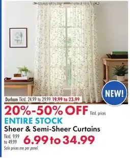 Boscov's ENTIRE STOCK Sheer & Semi-Sheer Curtains offer