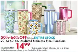 Boscov's ENTIRE STOCK 20- to 40-oz. Insulated Stainless-Steel Tumblers offer