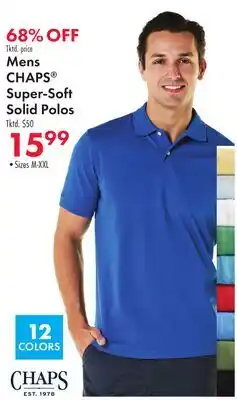 Boscov's Mens CHAPS Super-Soft Solid Polos offer