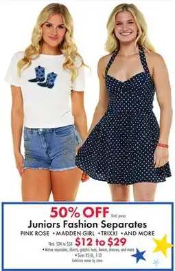 Boscov's Juniors Fashion Separates offer