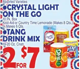 Bravo Supermarkets CRYSTAL LIGHT ON THE GO, TANG DRINK MIX offer