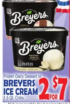Bravo Supermarkets Frozen Dairy Dessert or BREYERS ICE CREAM offer