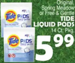 Bravo Supermarkets Original, Spring Meadow or Free & Gentle TIDE LIQUID PODS offer