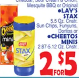 Bravo Supermarkets LAY'S STAX, Sun Chips, Funyuns, Doritos or CHEETOS MINIS offer