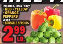 Bravo Supermarkets •RED •YELLOW •ORANGE PEPPERS •BRUSSELS SPROUTS offer