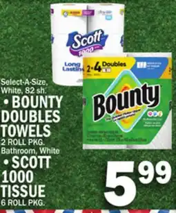 C Town BOUNTY DOUBLES TOWELS, SCOTT 1000 TISSUE offer