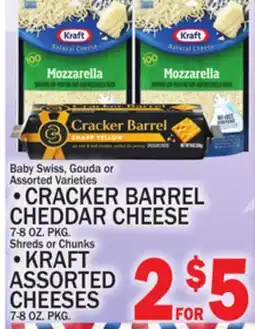 C Town CRACKER BARREL CHEDDAR CHEESE, KRAFT ASSORTED CHEESES offer