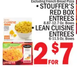 C Town STOUFFER'S RED BOX ENTREES, LEAN CUISINE ENTREES offer