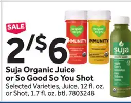Stop&Shop Suja Organic Juice or So Good So You Shot offer