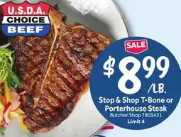 Stop&Shop Stop & Shop T-Bone or Porterhouse Steak offer