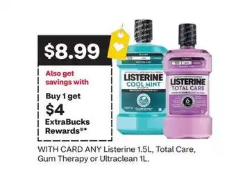 CVS ANY Listerine 1.5L, Total Care, Gum Therapy or Ultraclean 1L offer