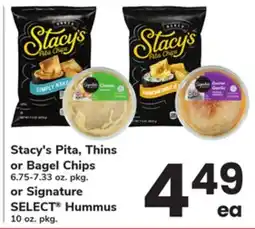 ACME Stacy's Pita, Thins or Bagel Chips 6.75-7.33 oz. pkg. or Signature SELECT Hummus 10 oz. pkg offer