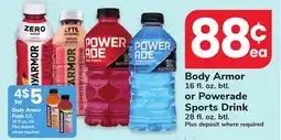 ACME Body Armor 16 fl. oz. btl. or Powerade Sports Drink 28 fl. oz. btl offer