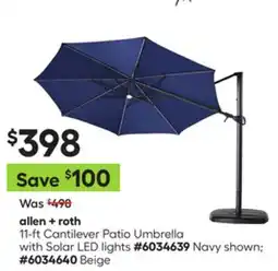 Lowe's allen + roth 11-ft Cantilever Patio Umbrella with Solar LED lights offer
