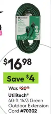 Lowe's Utilitech 40-ft 16/3 Green Outdoor Extension Cord offer