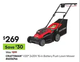 Lowe's V20 2x20V 15-in Battery Push Lawn Mower offer