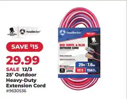 Runnings Southwire 12/3 25' Outdoor Heavy-Duty Extension Cord offer