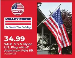 Runnings Valley Forge 3' x 5' Nylon U.S. Flag with 6' Aluminum Pole Kit offer