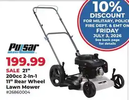 Runnings Pulsar 21 200cc 2-In-1 11 Rear Wheel Lawn Mower offer