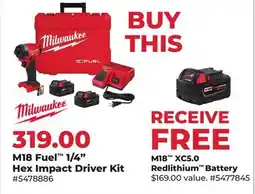 Runnings Milwaukee M18 Fuel 1/4 Hex Impact Driver Kit offer