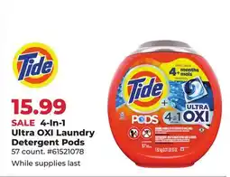 Runnings Tide 4-in-1 Ultra OXI Laundry Detergent Pods offer