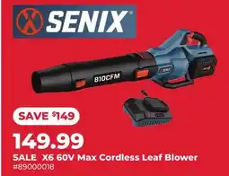 Runnings Senix X6 60V Max Cordless Leaf Blower offer